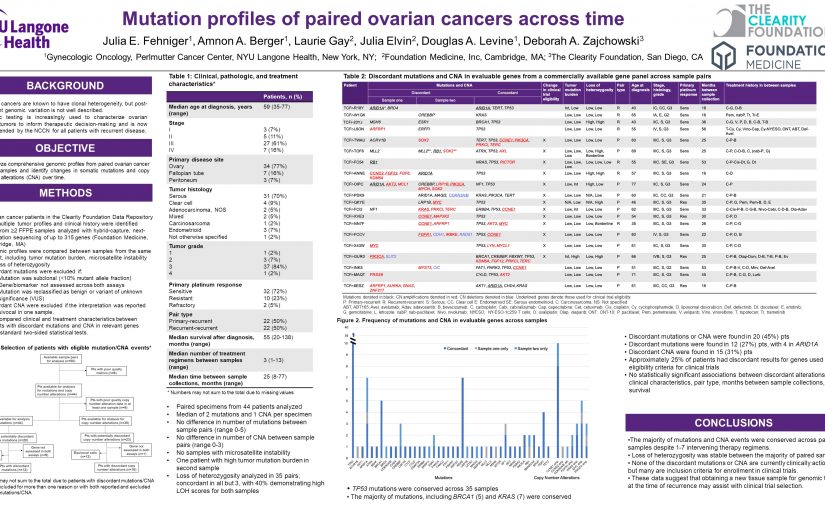 Clearity’s Scientific Director, Dr. Deb Zajchowski, Presents Poster at SGO: Genomic Mutation Profiles of Paired Ovarian Cancers Across Time